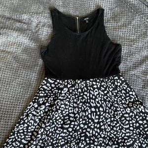 Black and white animal print skater dress
